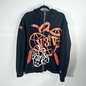 VTG Rocawear Men's XL Black ZipUp Front/Back Track Jacket Sweatshirt Hoodie Rare